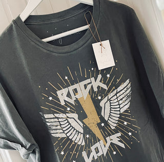 ROCK & LOVE Silver & Gold vintage tee *boxy relaxed fit*