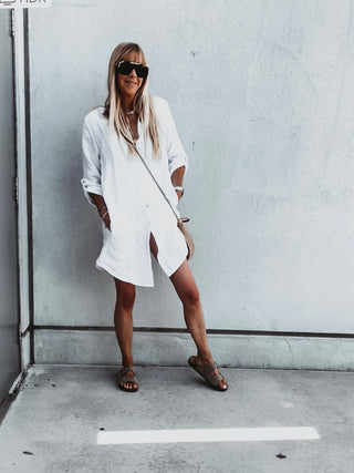 Oversized Sicily WHITE linen shirt with pockets *new* *relaxed fit*