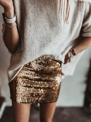 Sassari GOLD sequin mini skirt / strapless top