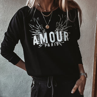 Jet black AMOUR wings sweatshirt