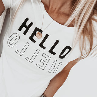 White HELLO tee