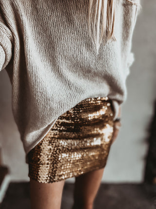 Sassari GOLD sequin mini skirt / strapless top