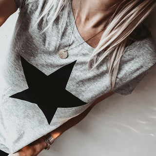 Grey star tee *fitted style*