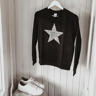Glitter star black sweatshirt *fitted style*