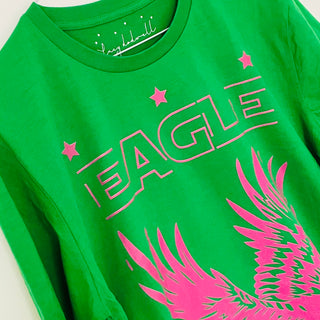 Green shocking pink eagle tee SALE* size 14