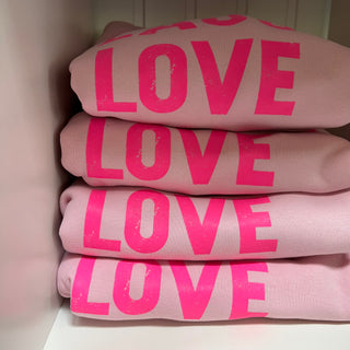 Neon pink LIVE LAUGH LOVE hoody *boyfriend fit*
