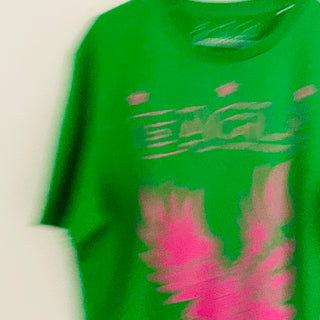 Green shocking pink eagle tee SALE* size 14