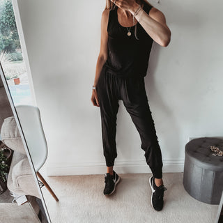 Short sleeved BLACK jumpsuit