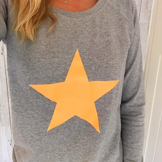 Neon orange star light grey sweat *just a few left!*