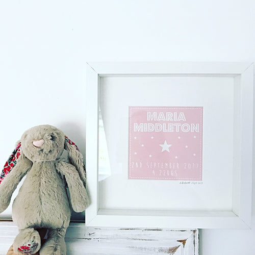 Personalised name frame for newborn