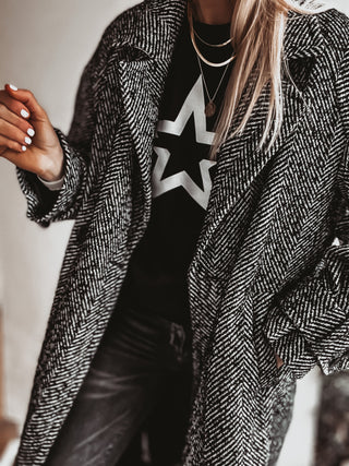 Black sweatshirt with a striking white star *boyfriend fit* *back in stock*