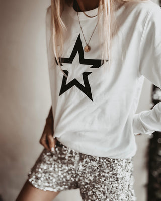 White sweatshirt with a striking black star *boyfriend fit* *back in stock*