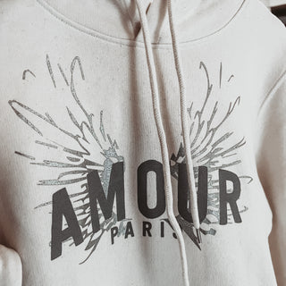 Cream AMOUR silver wings hoody *SALE*