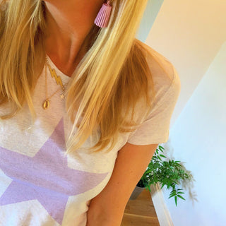 Lilac star / tassel mismatch earrings 💜