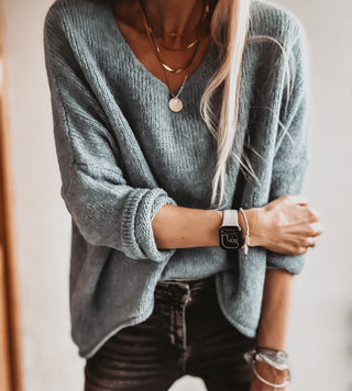 Milano denim blue V NECK jumper