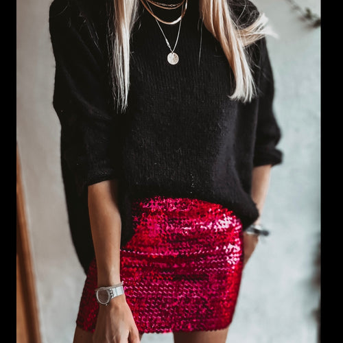 Sassari PINK sequin mini skirt / strapless top