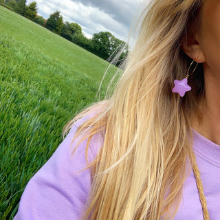 Lilac star / tassel mismatch earrings 💜