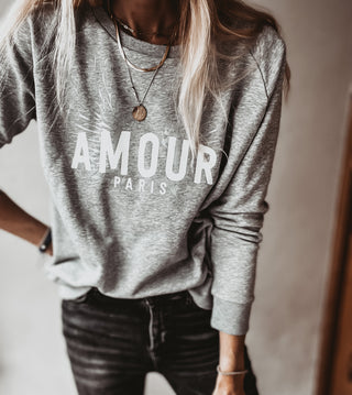 Heather grey AMOUR silver wings sweatshirt *NEW*