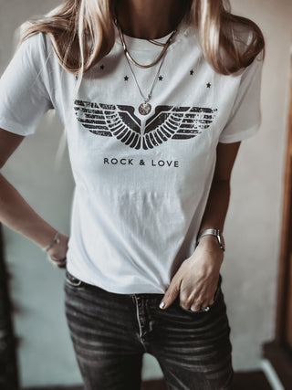 Aviator Wings and stars white tee *boyfriend fit* *NEW*