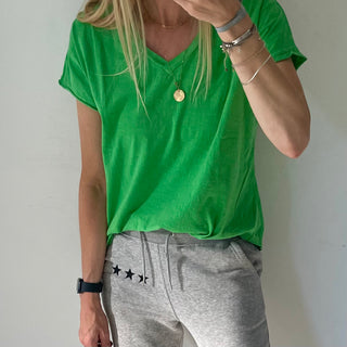 Neon green V neck tee *relaxed style*