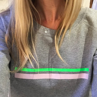 Pink & neon green stripe sweatshirt
