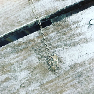 Sterling silver triple star necklace