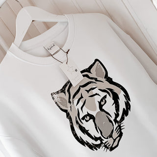 White tiger sweatshirt *super slouchy fit* *now half price*