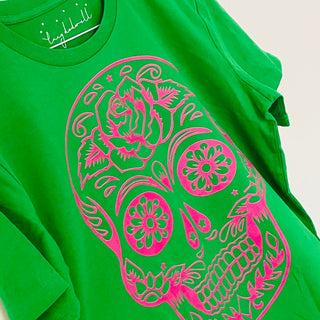 Green pink skull tee SALE* size 12
