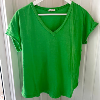 Neon green V neck tee *relaxed style*