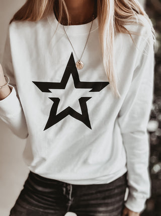 White sweatshirt with a striking black star *boyfriend fit* *back in stock*