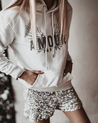 Cream AMOUR silver wings hoody *SALE*