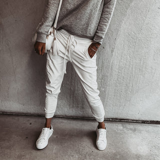 Full faux leather vintage white ULTIMATE joggers *NEW*