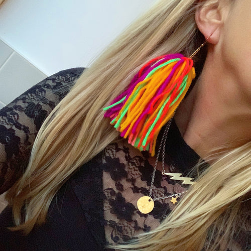 Large neon Tassel earrings