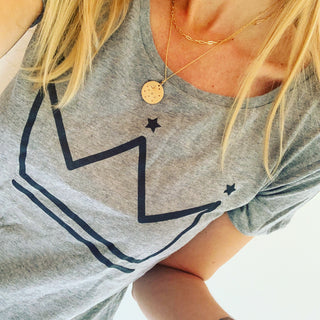 Grey black  crown tee *SALE*