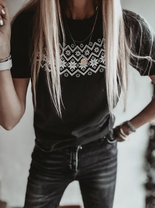 Fair isle vintage black boyfriend tee *new*