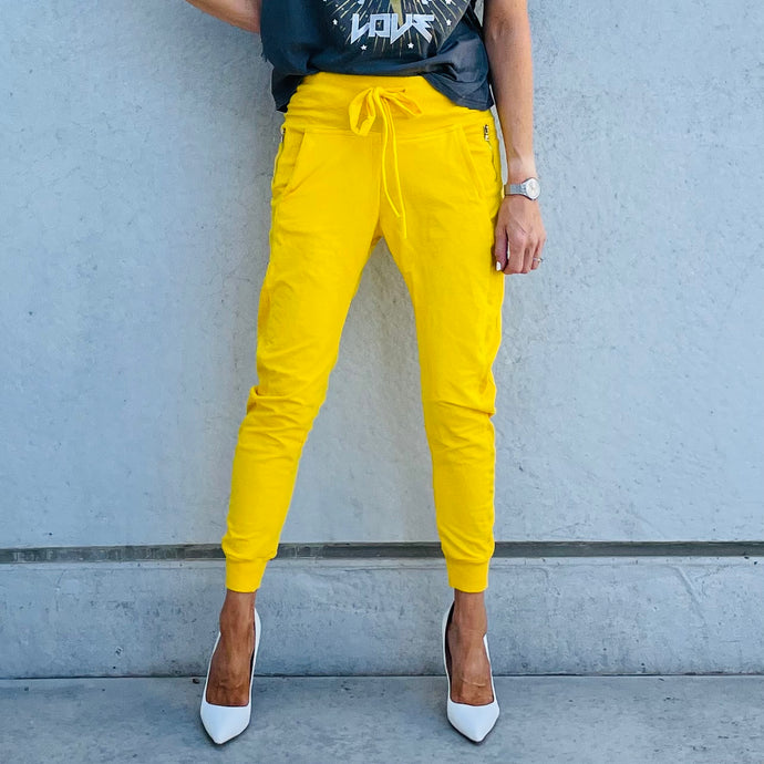 Blue and yellow deals joggers