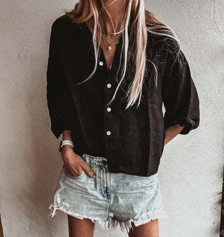 Kos linen black shirt *NEW*