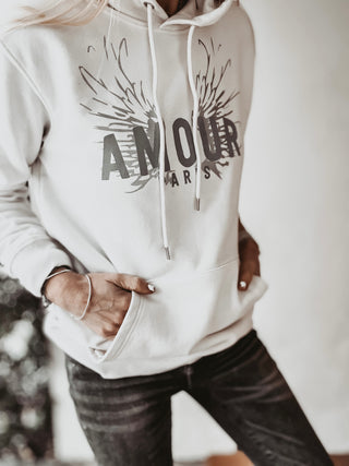 Cream AMOUR silver wings hoody *SALE*