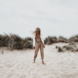 Short sleeved TAUPE TAN jumpsuit *new* *