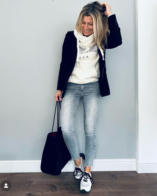 COLLEGE vintage white  NEW YORK Hoody