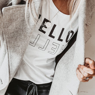 White HELLO tee