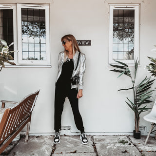 Short sleeved BLACK jumpsuit