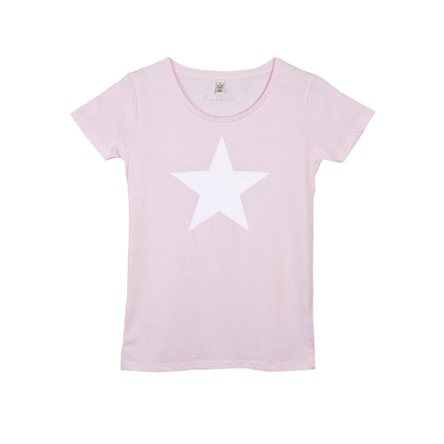 White star on pink tee