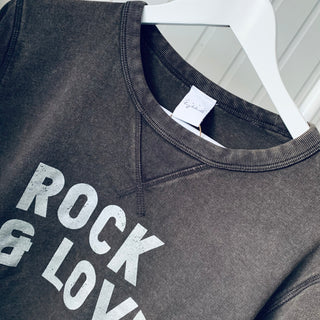 ROCK & LOVE silver glitter vintage washed sweatshirt *boyfriend fit*