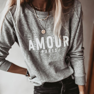 Heather grey AMOUR silver wings sweatshirt *NEW*