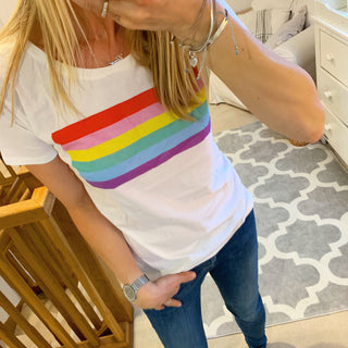 Rainbow white tee (size 12)