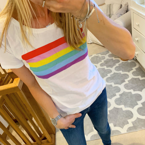 Rainbow white tee (size 12)