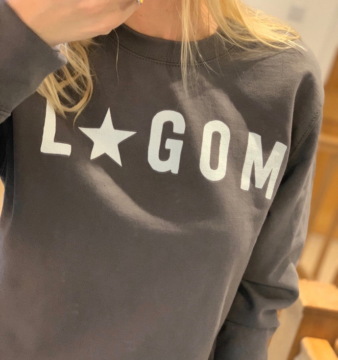 LAGOM on charcoal sweatshirt (size uk 12-14)
