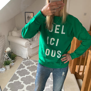 Delicious bright green sweatshirt (size 12-14)