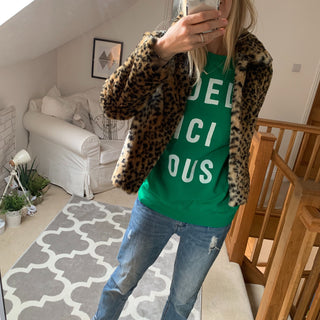 Delicious bright green sweatshirt (size 12-14)